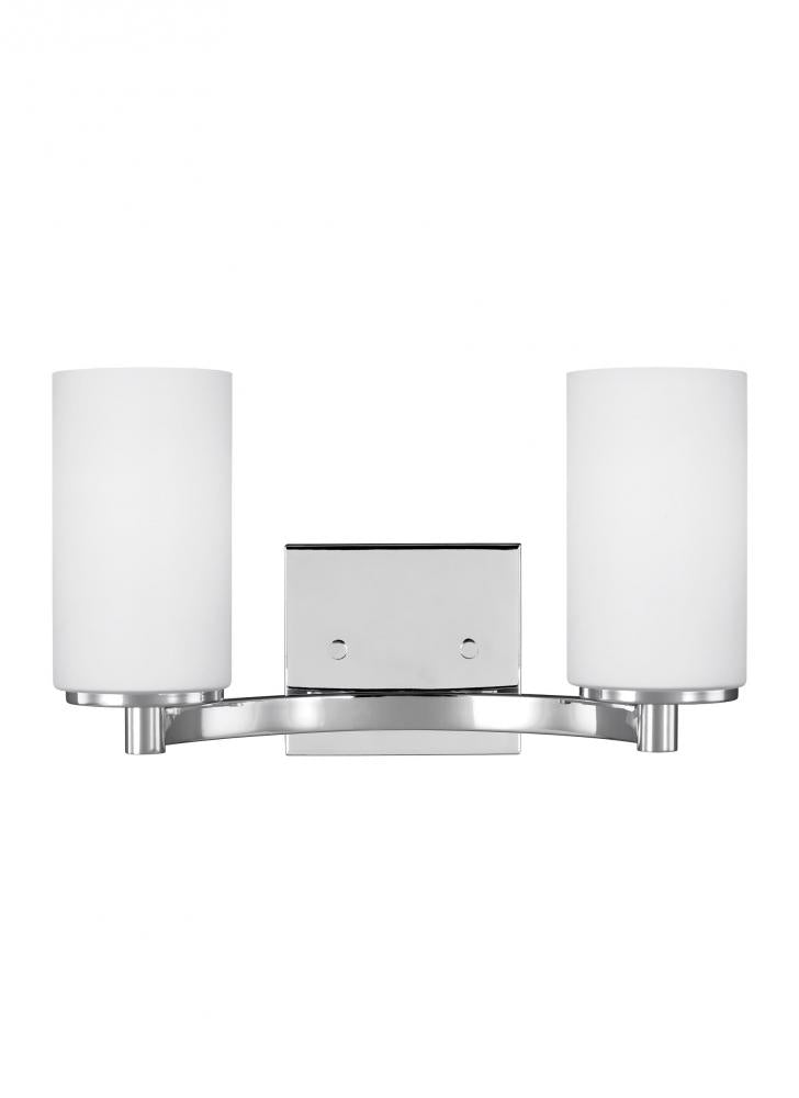 Generation Lighting 4439102-05 Hettinger transitional 2-light indoor dimmable bath vanity wall sconce in chrome silver finish with