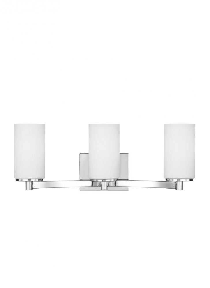 Generation Lighting 4439103-05 Hettinger transitional 3-light indoor dimmable bath vanity wall sconce in chrome silver finish with