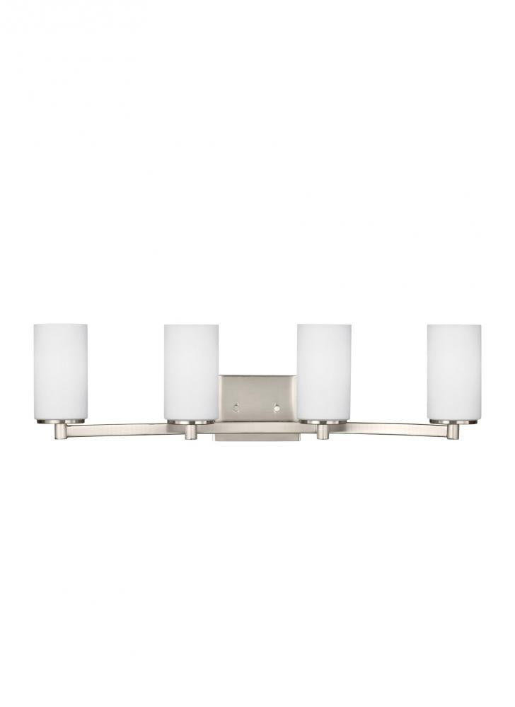 Generation Lighting 4439104-962 Hettinger transitional 4-light indoor dimmable bath vanity wall sconce in brushed nickel silver fini