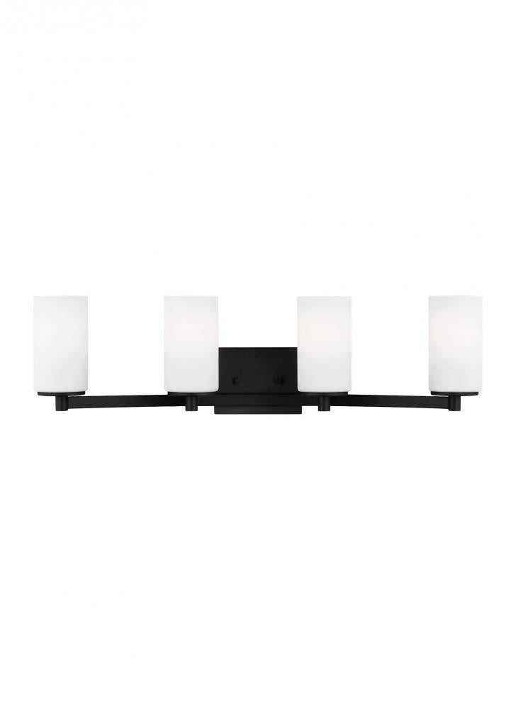 Generation Lighting 4439104EN3-112 Hettinger traditional indoor dimmable LED 4-light wall bath sconce in a midnight black finish with e