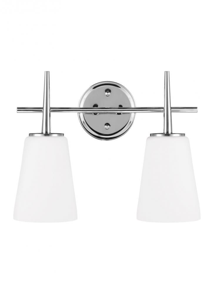 Generation Lighting 4440402-05 Driscoll contemporary 2-light indoor dimmable bath vanity wall sconce in chrome silver finish with c