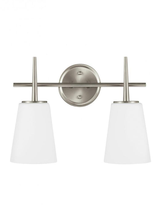 Generation Lighting 4440402-962 Driscoll contemporary 2-light indoor dimmable bath vanity wall sconce in brushed nickel silver finis