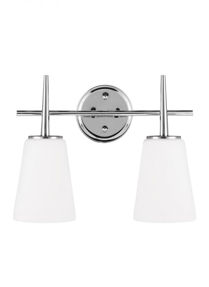 Generation Lighting 4440402EN3-05 Driscoll contemporary 2-light LED indoor dimmable bath vanity wall sconce in chrome silver finish wi