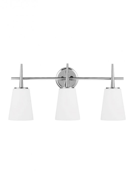 Generation Lighting 4440403-05 Driscoll contemporary 3-light indoor dimmable bath vanity wall sconce in chrome silver finish with c