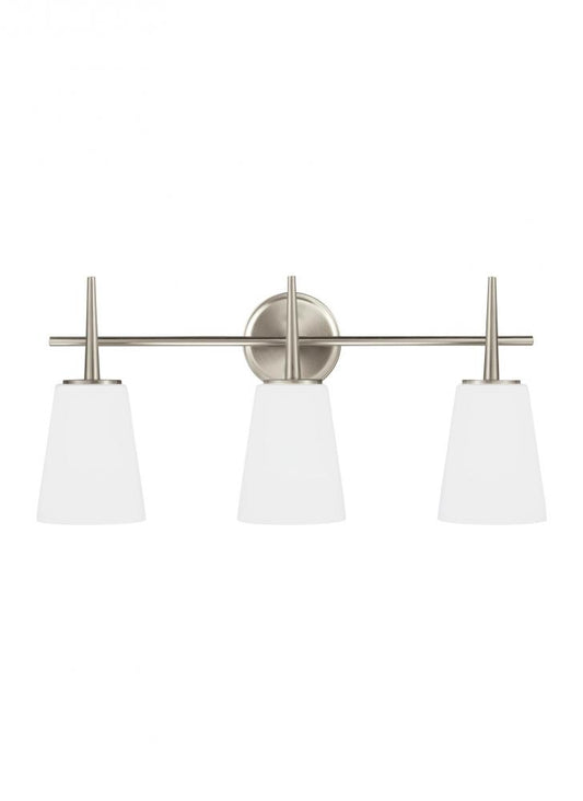 Generation Lighting 4440403-962 Driscoll contemporary 3-light indoor dimmable bath vanity wall sconce in brushed nickel silver finis