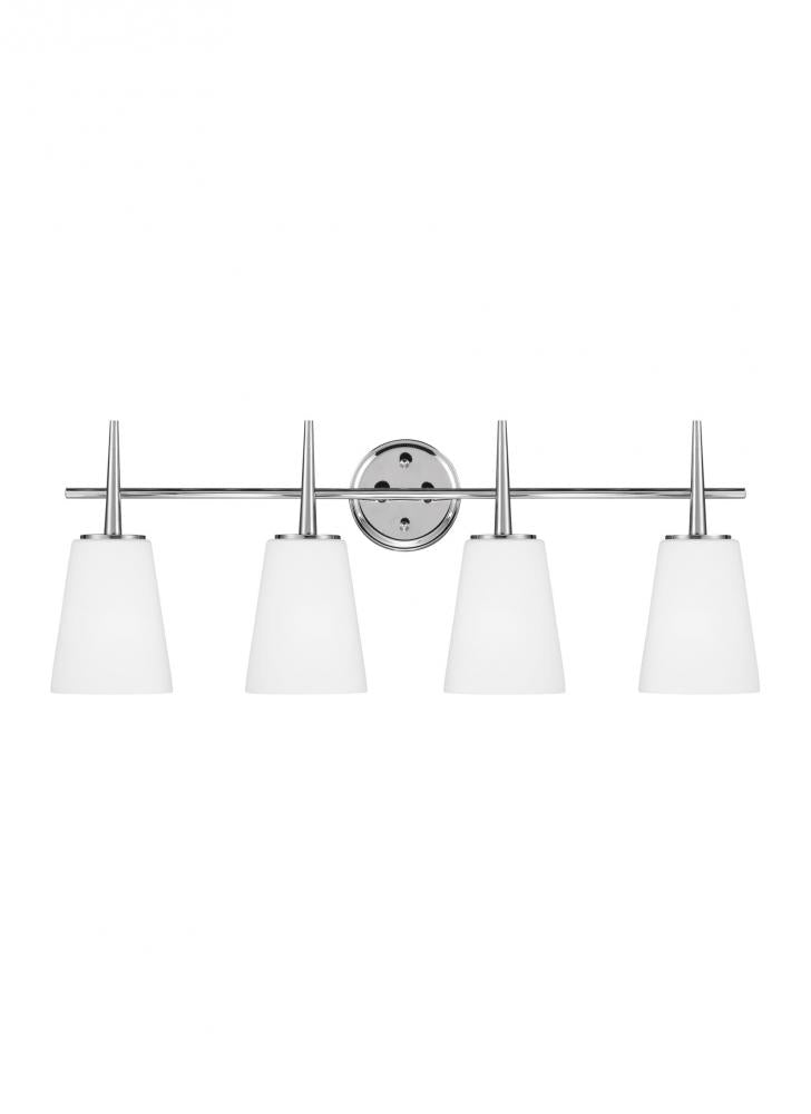 Generation Lighting 4440404-05 Driscoll contemporary 4-light indoor dimmable bath vanity wall sconce in chrome silver finish with c