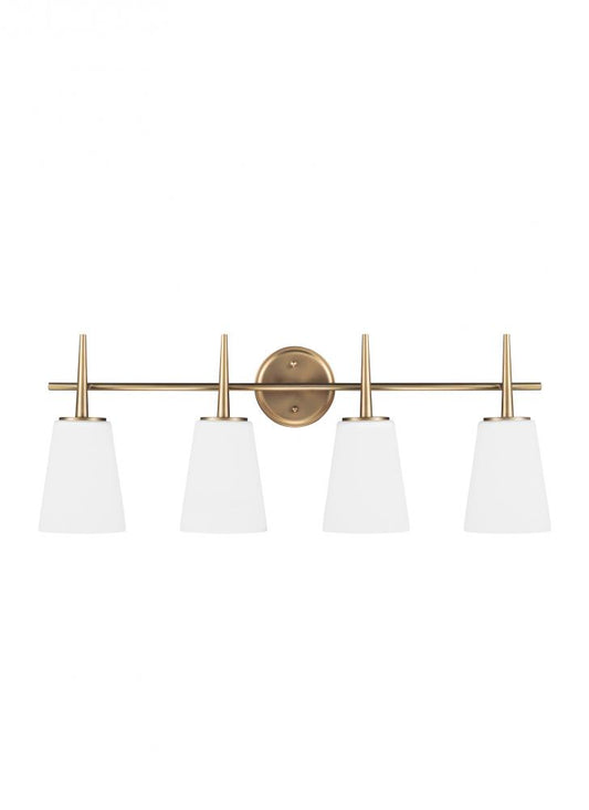 Generation Lighting 4440404-848 Driscoll contemporary 4-light indoor dimmable bath vanity wall sconce in satin brass gold finish wit