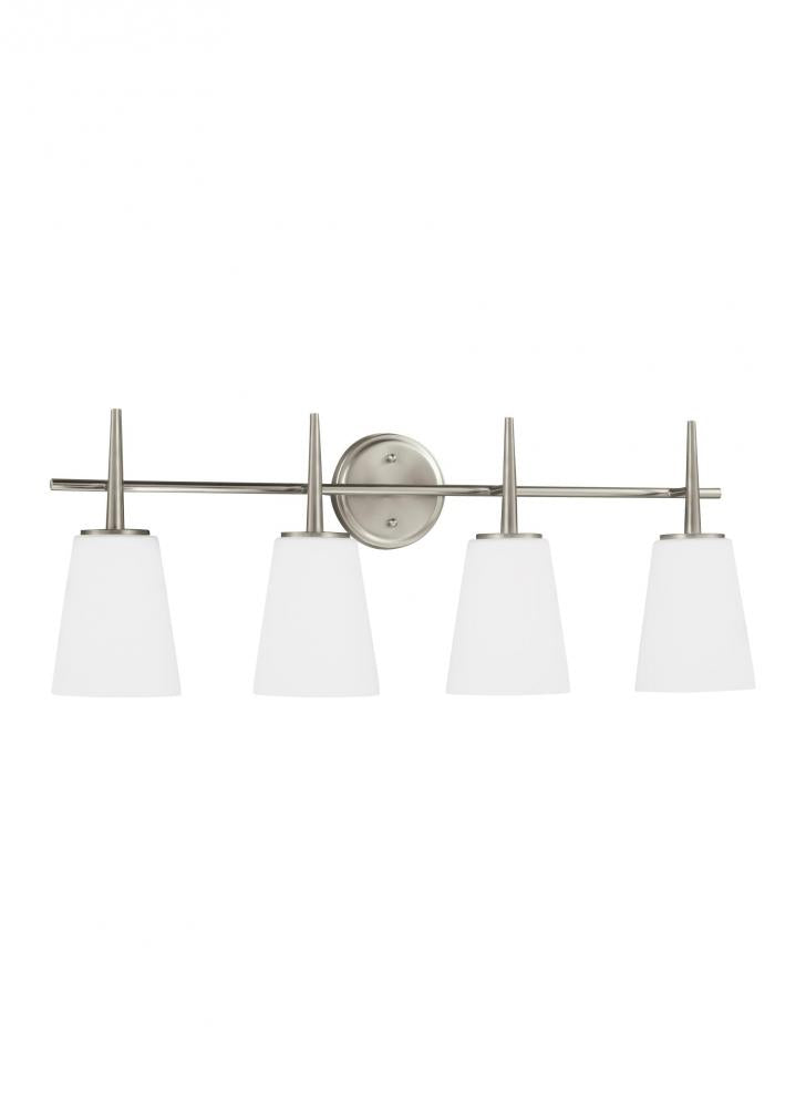 Generation Lighting 4440404-962 Driscoll contemporary 4-light indoor dimmable bath vanity wall sconce in brushed nickel silver finis