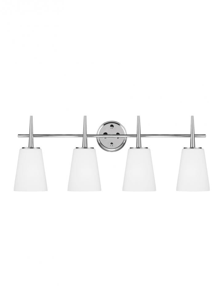 Generation Lighting 4440404EN3-05 Driscoll contemporary 4-light LED indoor dimmable bath vanity wall sconce in chrome silver finish wi
