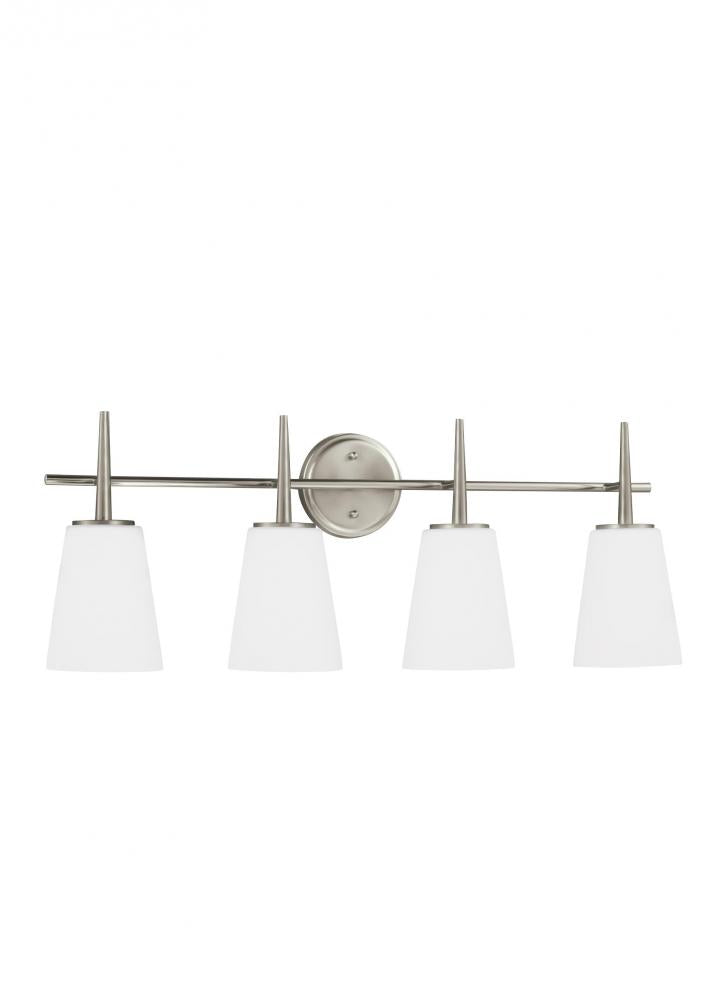 Generation Lighting 4440404EN3-962 Driscoll contemporary 4-light LED indoor dimmable bath vanity wall sconce in brushed nickel silver f