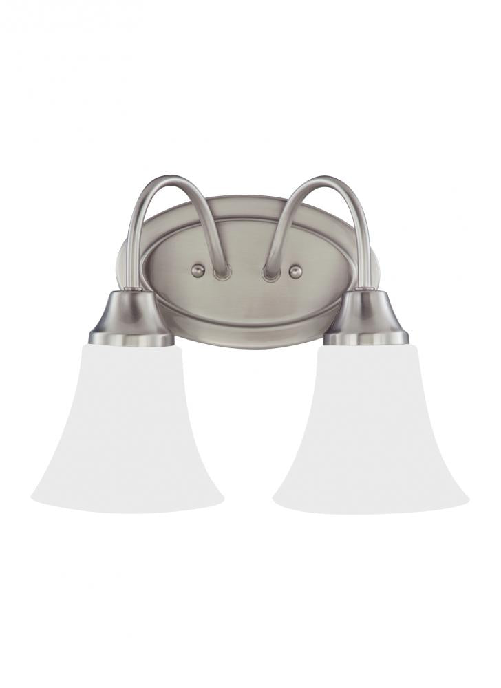 Generation Lighting 44806-962 Holman traditional 2-light indoor dimmable bath vanity wall sconce in brushed nickel silver finish w