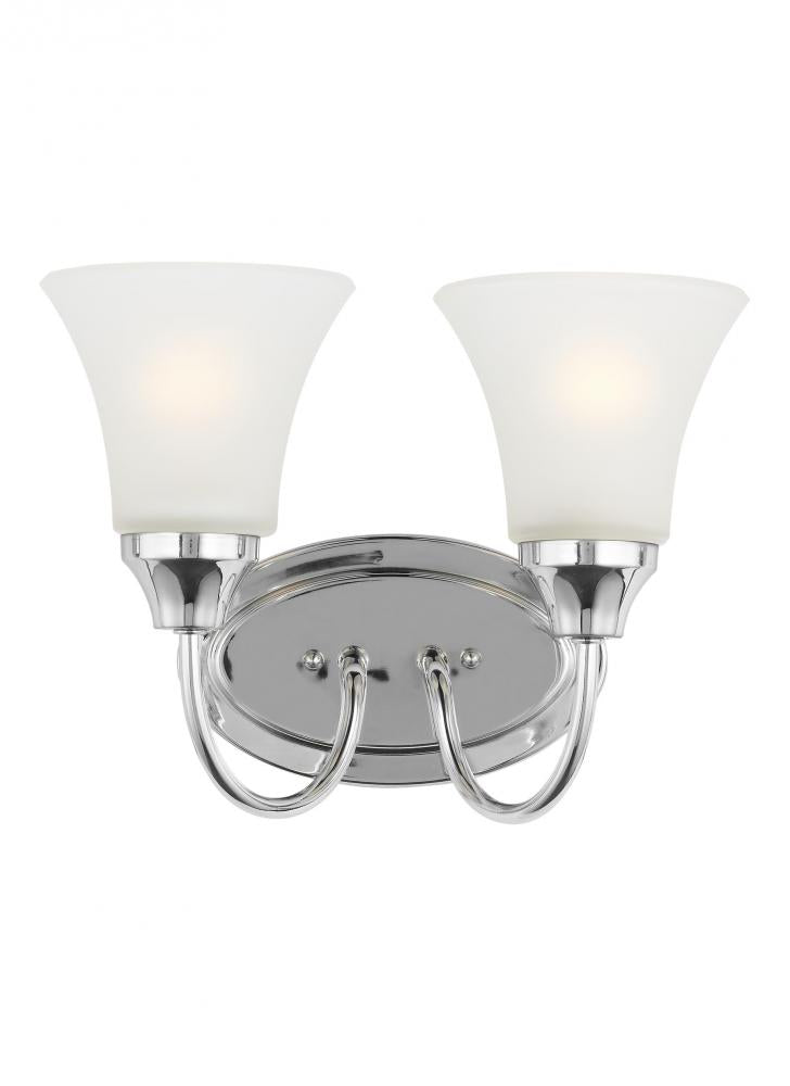 Generation Lighting 44806EN3-05 Holman traditional 2-light LED indoor dimmable bath vanity wall sconce in chrome silver finish with