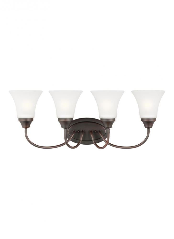 Generation Lighting 44808-710 Holman traditional 4-light indoor dimmable bath vanity wall sconce in bronze finish with satin etche
