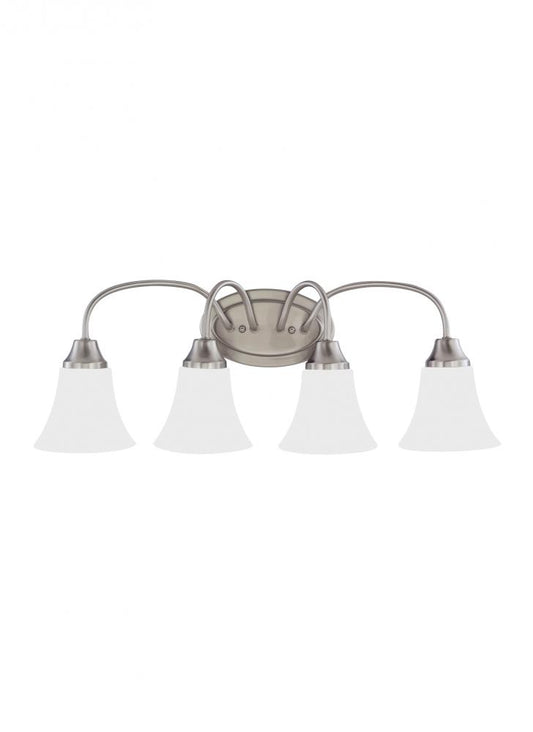 Generation Lighting 44808-962 Holman traditional 4-light indoor dimmable bath vanity wall sconce in brushed nickel silver finish w