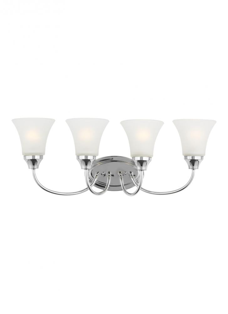 Generation Lighting 44808EN3-05 Holman traditional 4-light LED indoor dimmable bath vanity wall sconce in chrome silver finish with