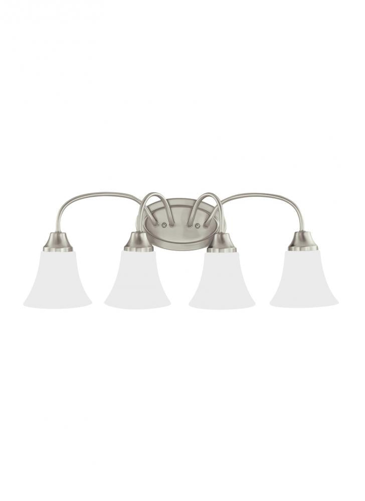 Generation Lighting 44808EN3-962 Holman traditional 4-light LED indoor dimmable bath vanity wall sconce in brushed nickel silver fini