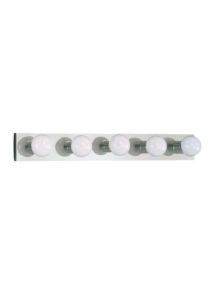 Generation Lighting 1035584 Center Stage traditional 5-light indoor dimmable bath vanity wall sconce in chrome silver finish