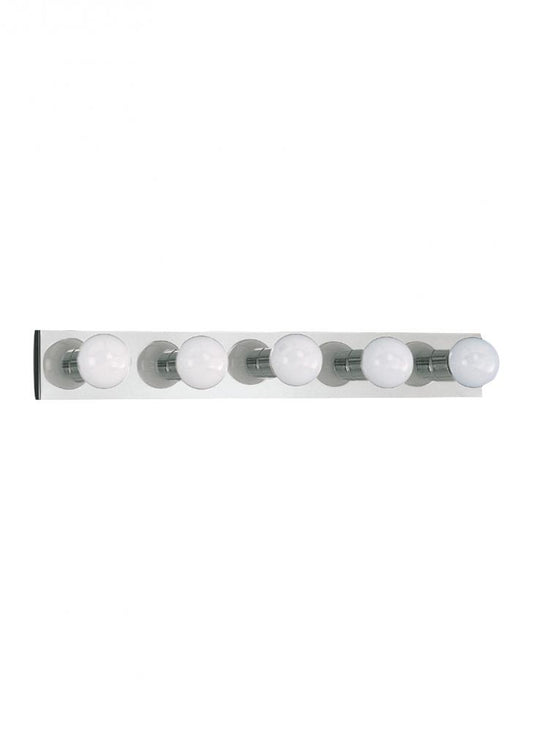 Generation Lighting 1035584 Center Stage traditional 5-light indoor dimmable bath vanity wall sconce in chrome silver finish