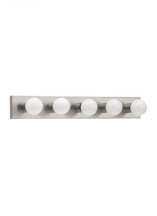 Generation Lighting 4735-98 Center Stage traditional 5-light indoor dimmable bath vanity wall sconce in brushed stainless silver