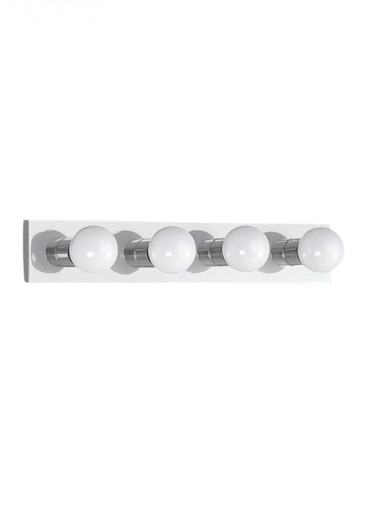 Generation Lighting 1036680 Center Stage traditional 4-light indoor dimmable bath vanity wall sconce in chrome silver finish
