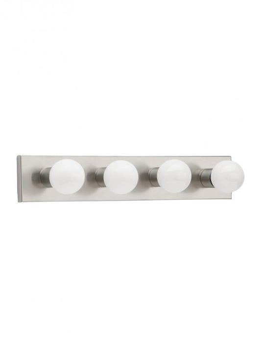 Generation Lighting 4738-98 Center Stage traditional 4-light indoor dimmable bath vanity wall sconce in brushed stainless silver