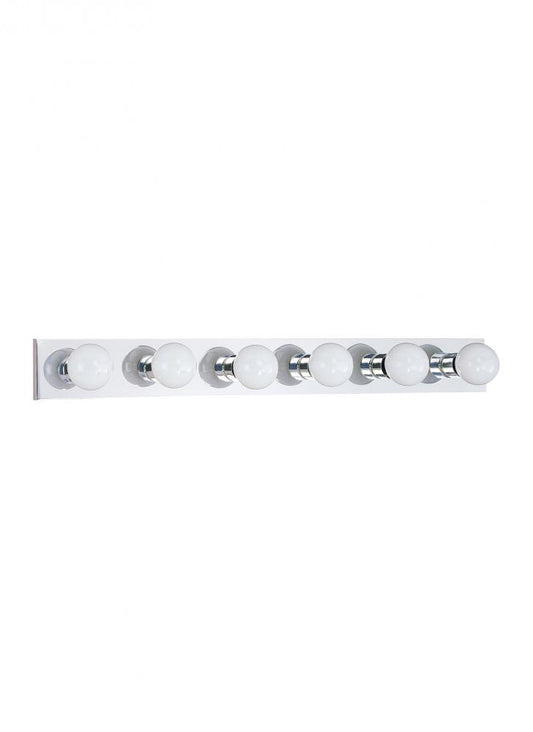 Generation Lighting 1037045 Center Stage traditional 6-light indoor dimmable bath vanity wall sconce in chrome silver finish