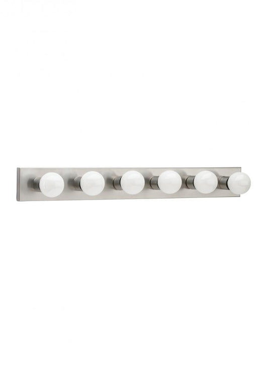 Generation Lighting 4739-98 Center Stage traditional 6-light indoor dimmable bath vanity wall sconce in brushed stainless silver