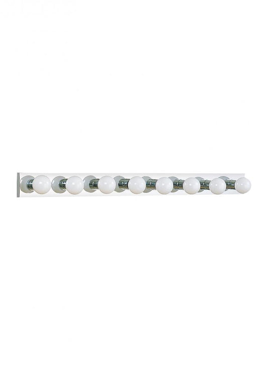 Generation Lighting 1037411 Center Stage traditional 8-light indoor dimmable bath vanity wall sconce in chrome silver finish