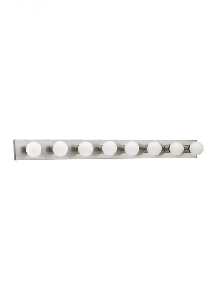 Generation Lighting 4740-98 Center Stage traditional 8-light indoor dimmable bath vanity wall sconce in brushed stainless silver
