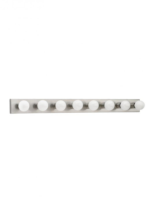 Generation Lighting 4740-98 Center Stage traditional 8-light indoor dimmable bath vanity wall sconce in brushed stainless silver