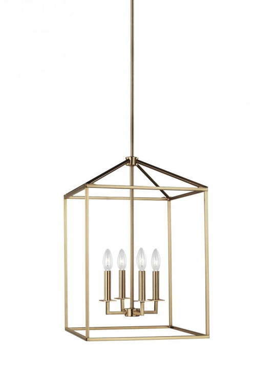 Generation Lighting 5115004-848 Perryton transitional 4-light indoor dimmable medium ceiling pendant hanging chandelier light in sat