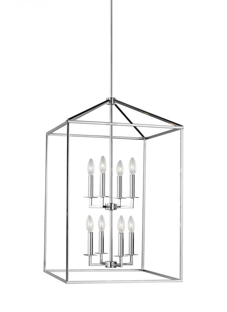 Generation Lighting 5115008-05 Perryton transitional 8-light indoor dimmable large ceiling pendant hanging chandelier light in chro