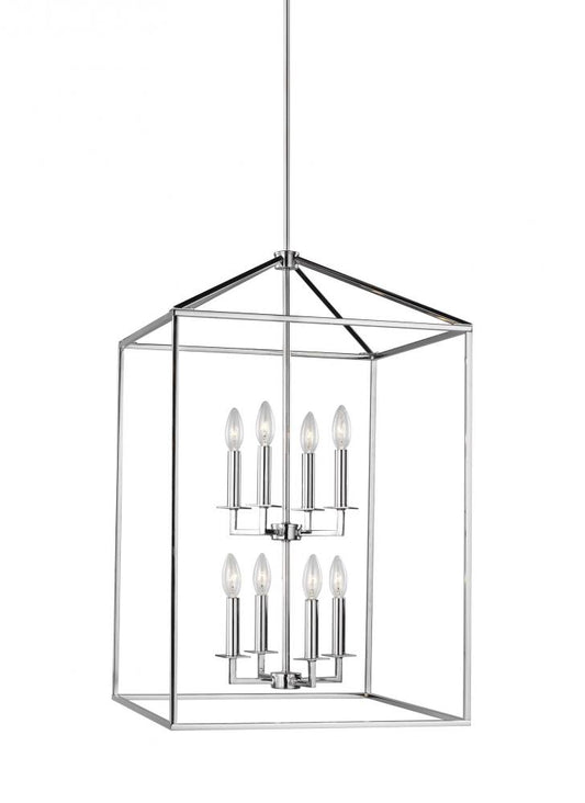 Generation Lighting 5115008-05 Perryton transitional 8-light indoor dimmable large ceiling pendant hanging chandelier light in chro