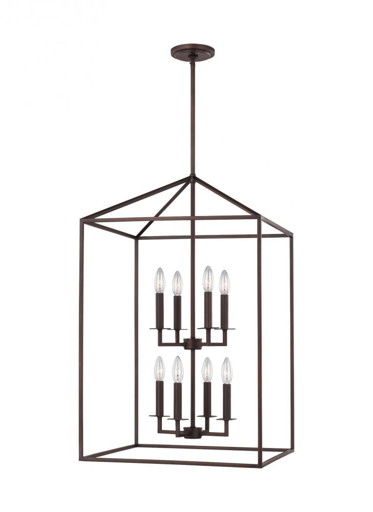 Generation Lighting 5115008-710 Perryton transitional 8-light indoor dimmable large ceiling pendant hanging chandelier light in bron