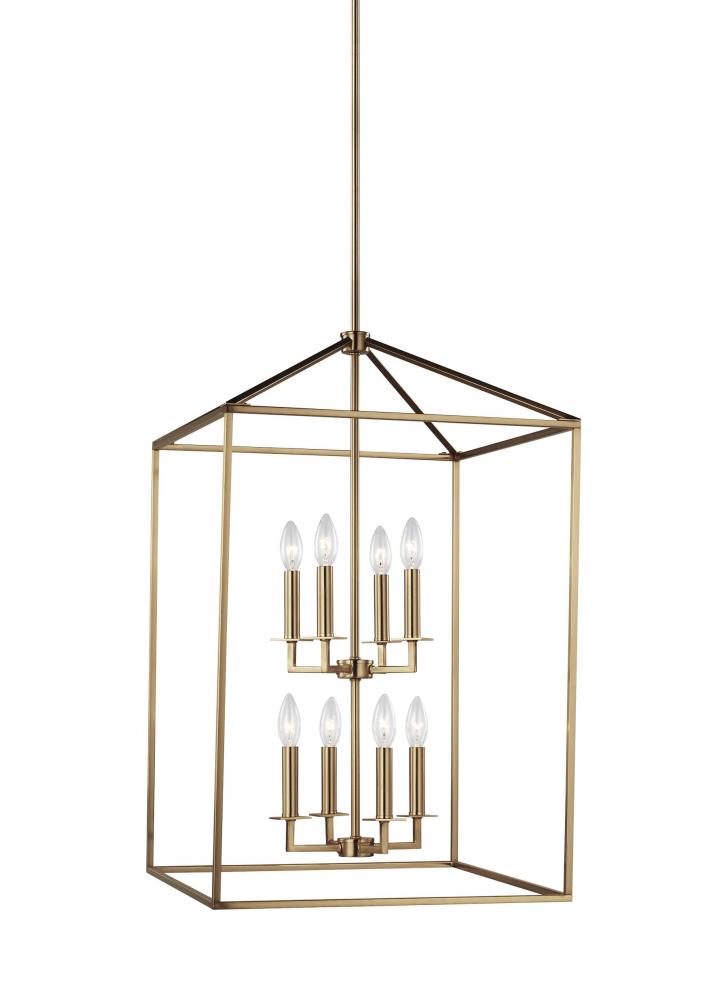 Generation Lighting 5115008-848 Perryton transitional 8-light indoor dimmable large ceiling pendant hanging chandelier light in sati