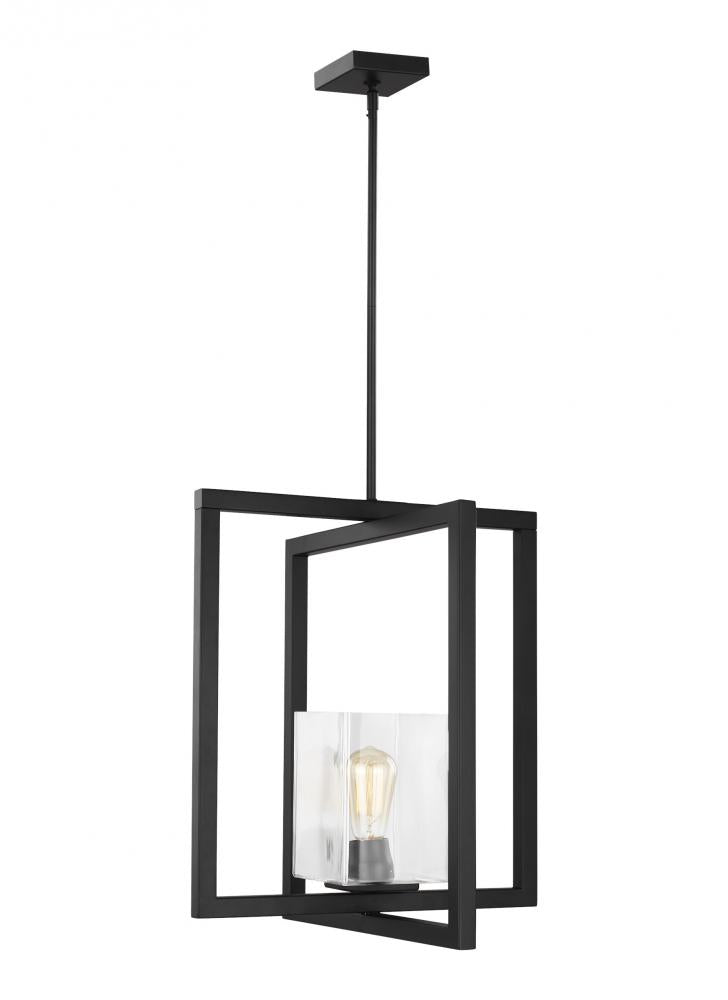 Generation Lighting 5141501-112 Mitte transitional 1-light indoor dimmable ceiling hanging single pendant light in midnight black fi