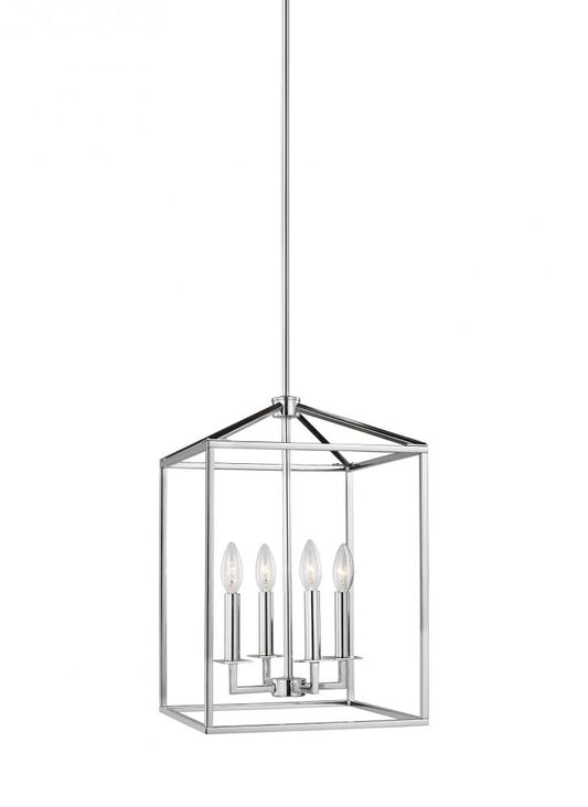 Generation Lighting 5215004-05 Perryton transitional 4-light indoor dimmable small ceiling pendant hanging chandelier light in chro