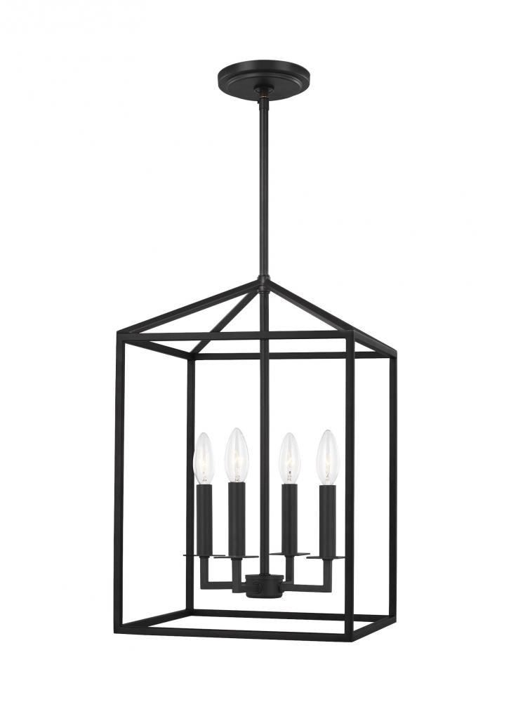 Generation Lighting 5215004EN-112 Perryton transitional 4-light LED indoor dimmable small ceiling pendant hanging chandelier light in