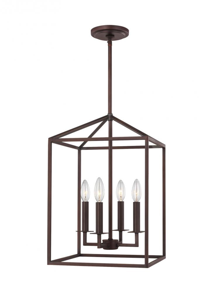 Generation Lighting 5215004EN-710 Perryton transitional 4-light LED indoor dimmable small ceiling pendant hanging chandelier light in