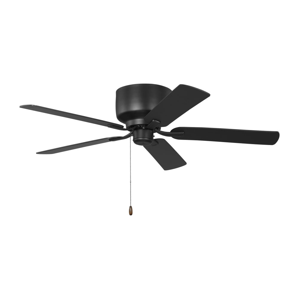 Generation Lighting 5LDH52MBK Linden 52 Hugger Ceiling Fan in Midnight Black with Midnight Black/American Walnut Reversible Blades
