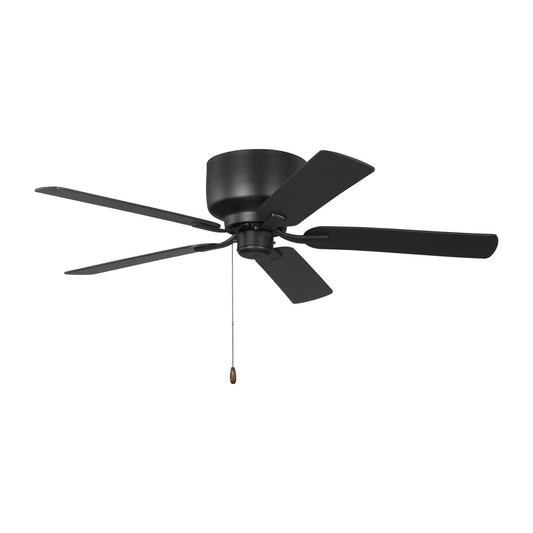 Generation Lighting 5LDH52MBK Linden 52 Hugger Ceiling Fan in Midnight Black with Midnight Black/American Walnut Reversible Blades