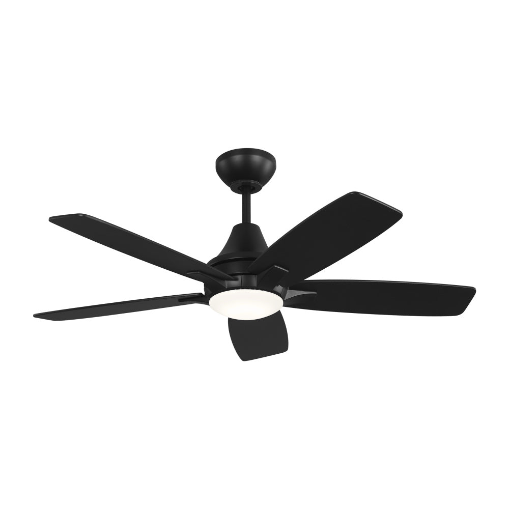 Generation Lighting 5LWDR44MBKD Lowden 44 LED Ceiling Fan in Midnight Blk W/ Midnight Blk/American Walnut Reversible Blades & Lt Kit