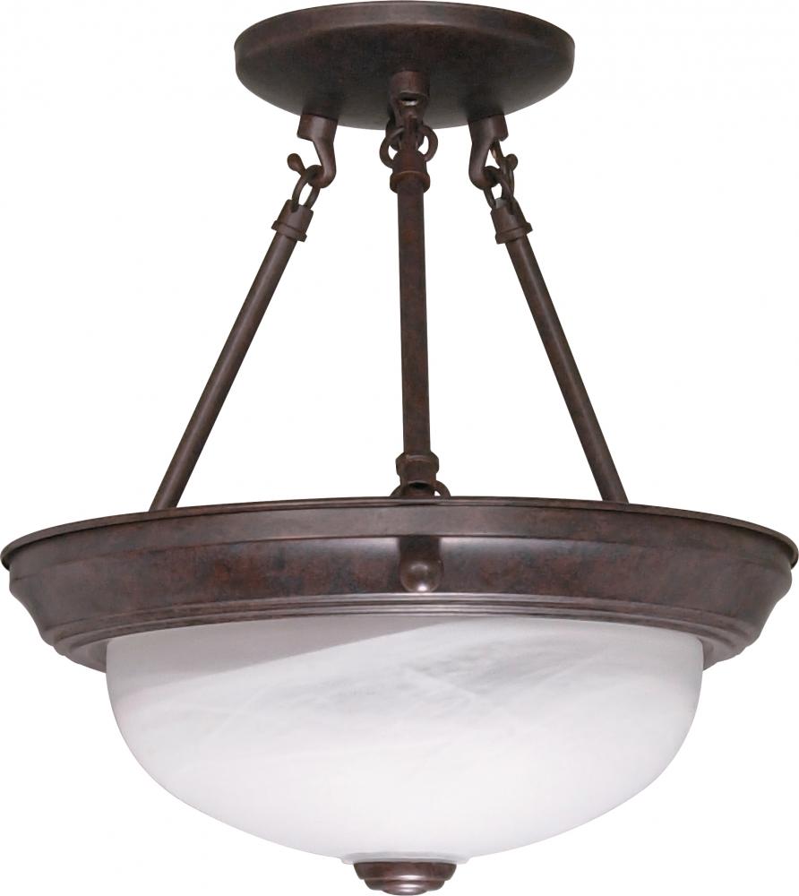 Nuvo 60-208 2 Light; 11 in.; Semi-Flush; Alabaster Glass; Old Bronze F