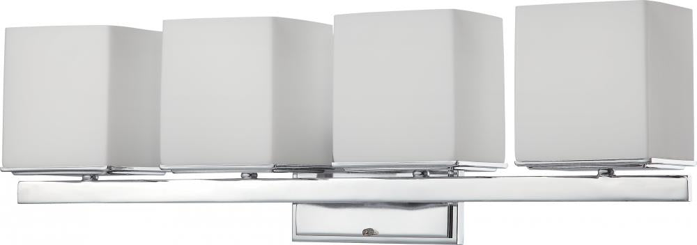 Nuvo 60-4084 Bento; 4 Light; Vanity Fixture with Satin White Glass; Po