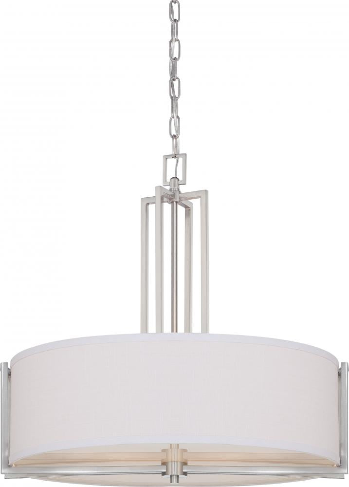 Nuvo 60-4756 Gemini; 4 Light; Pendant with Slate Gray Fabric Shade; Br