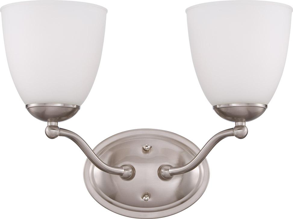 Nuvo 60-5032 Patton; 2 Light; Vanity Fixture with Frosted Glass; Brush
