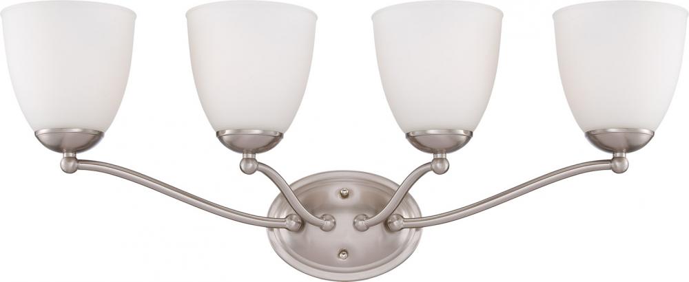 Nuvo 60-5034 Patton; 4 Light; Vanity Fixture with Frosted Glass; Brush