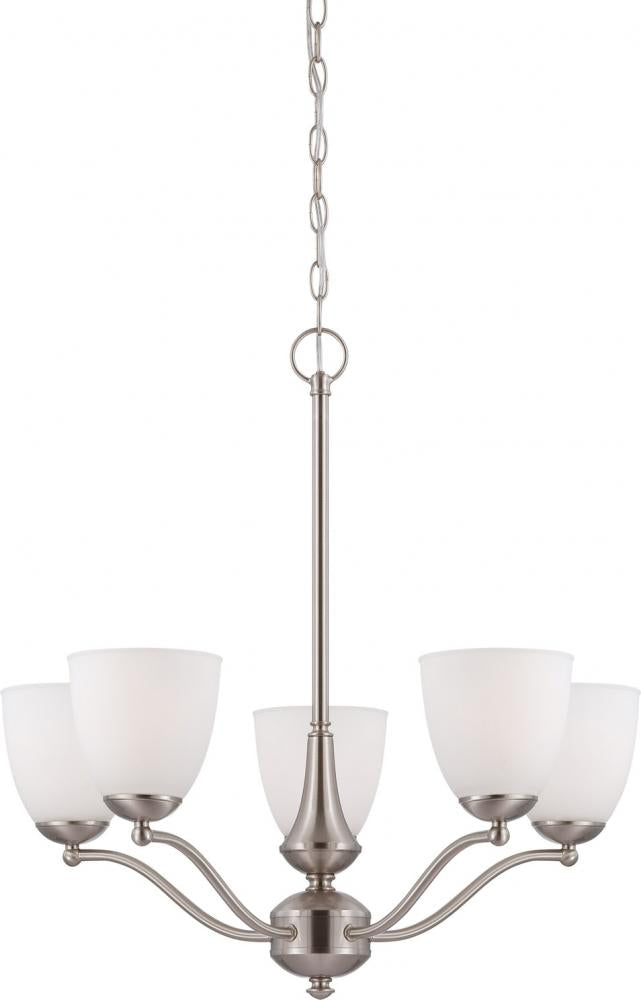 Nuvo 60-5035 Patton; 5 Light; Chandelier (Arms Up) with Frosted Glass;