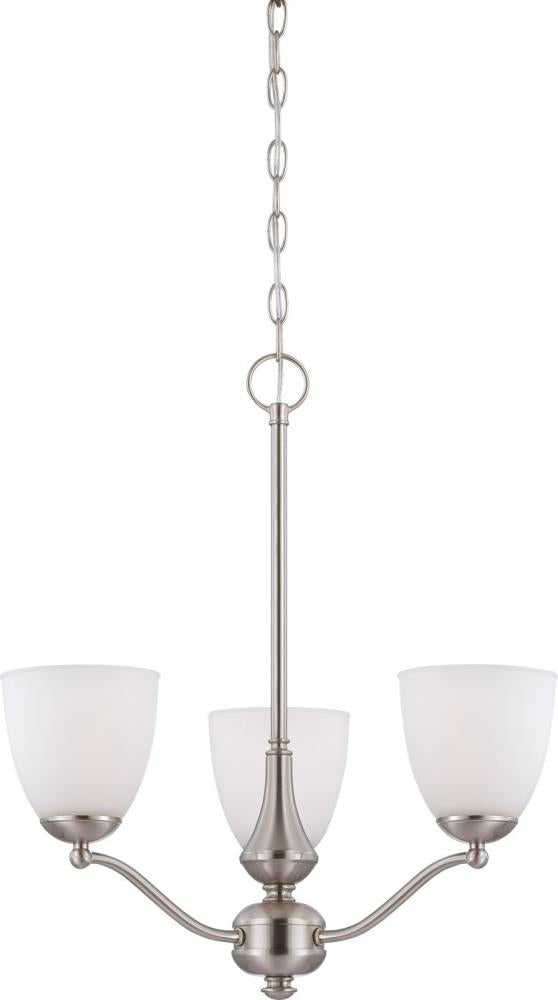 Nuvo 60-5036 Patton; 3 Light; Chandelier (Arms Up) with Frosted Glass;