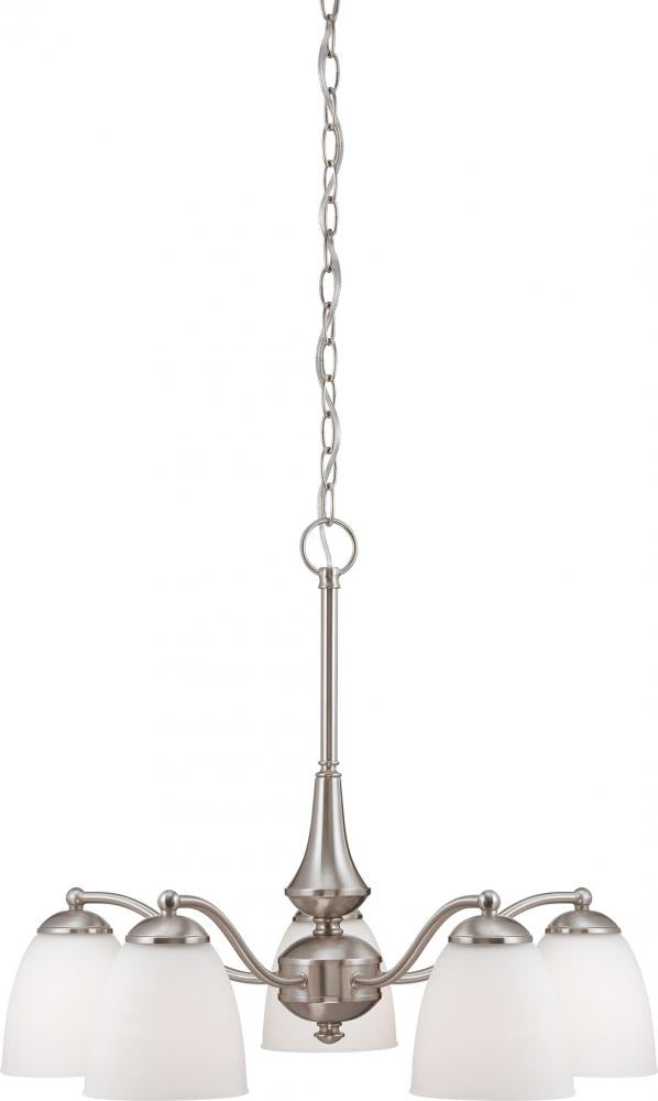 Nuvo 60-5043 Patton; 5 Light; Chandelier (Arms Down) with Frosted Glas